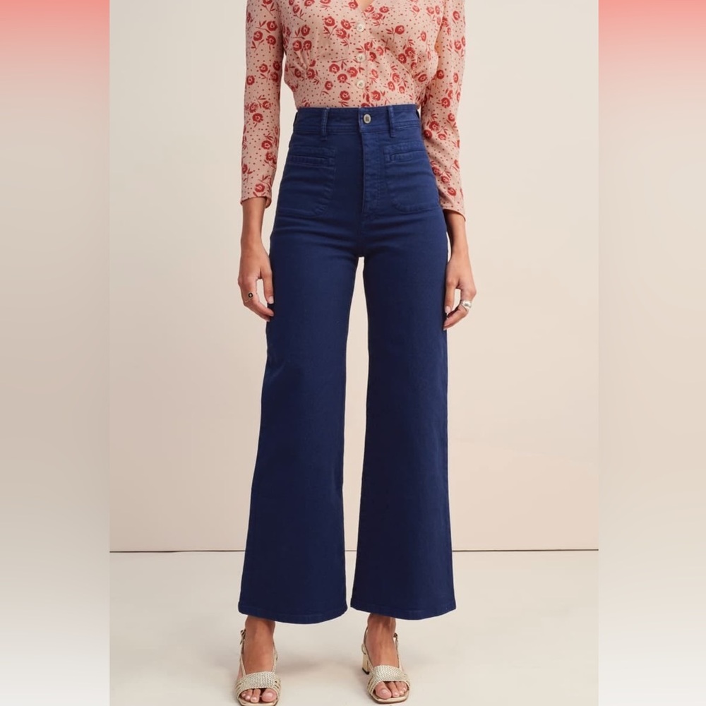 Rouje Denim Cropped Swan Sailor Pant